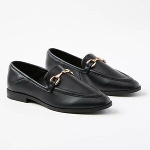 Loft | Black Leather Horsebit Loafers